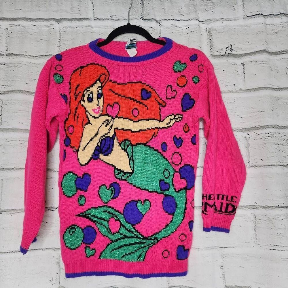 The Walt Disney Co. Vintage Girls The Little Mermaid Multicolor Pullover Sweater